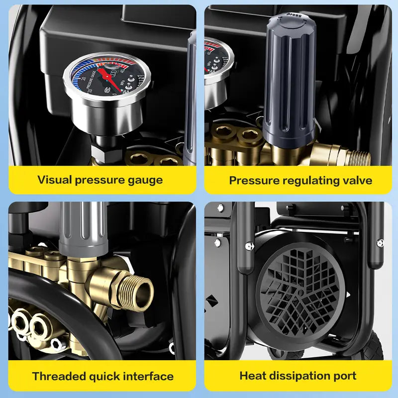 Metoxa high-pressure washer, 2000W high power, equipped with 4 nozzles and a foam lance.