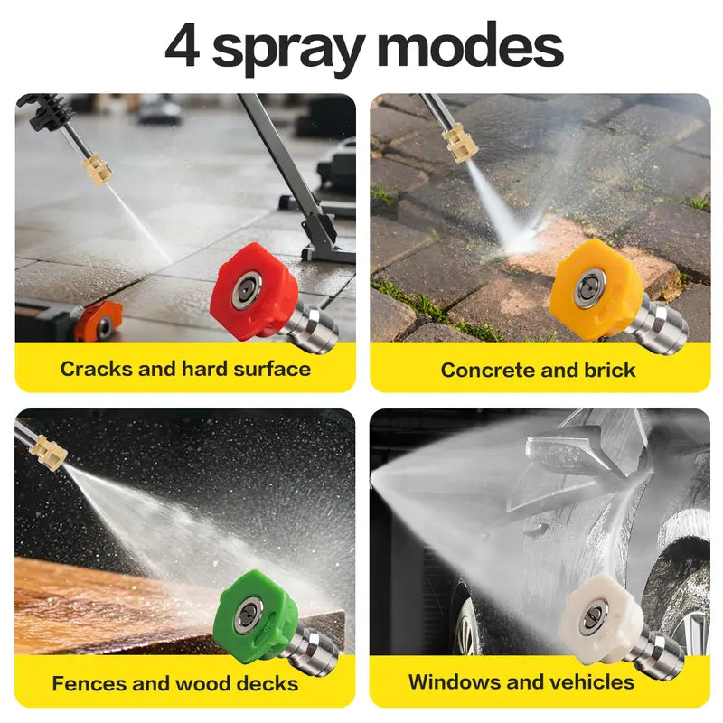 Metoxa high-pressure washer, 2000W high power, equipped with 4 nozzles and a foam lance.