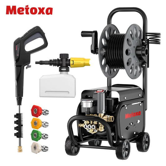 Metoxa high-pressure washer, 2000W high power, equipped with 4 nozzles and a foam lance.