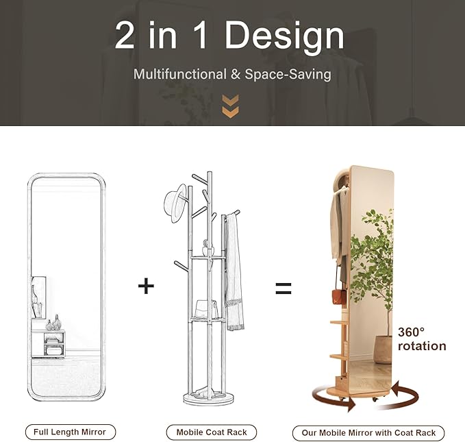 Full-length mirror with stand