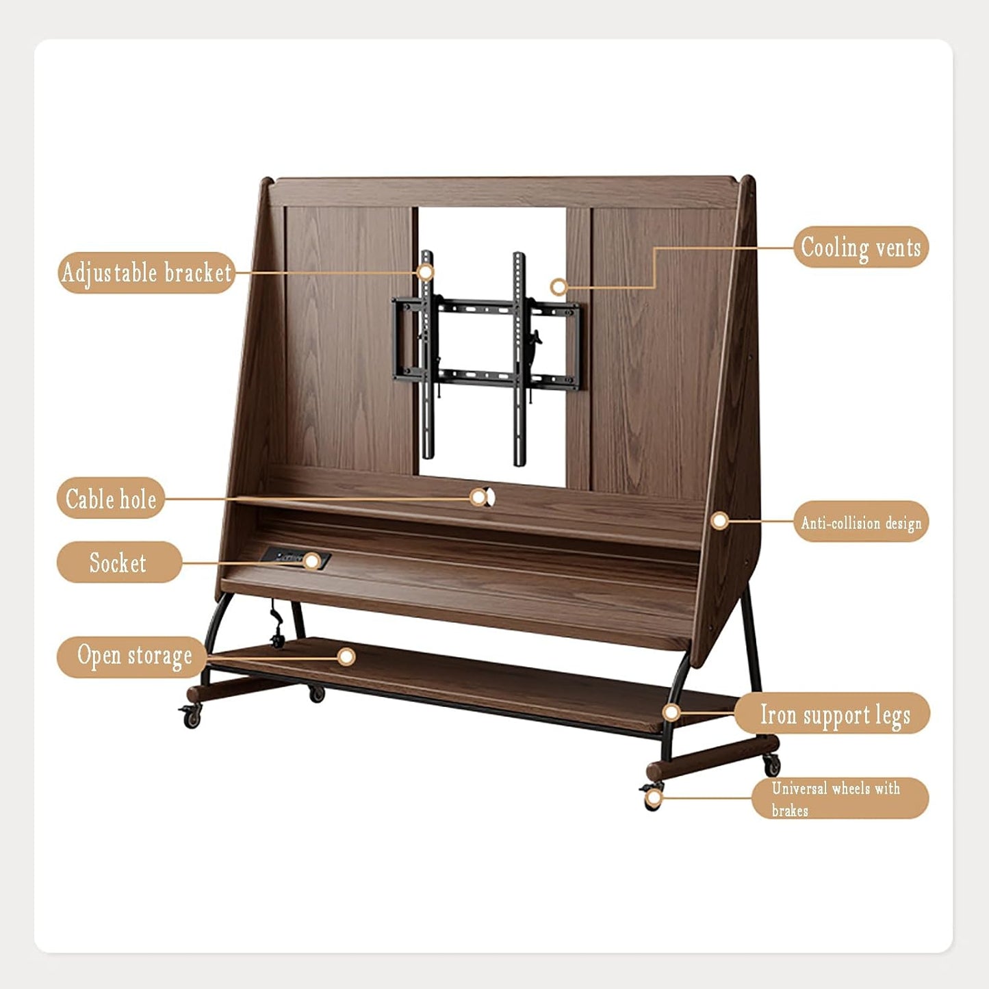 Mueble De TV Portátil De 20 A 75 Pulgadas Con Ar Mario De Almacenamiento