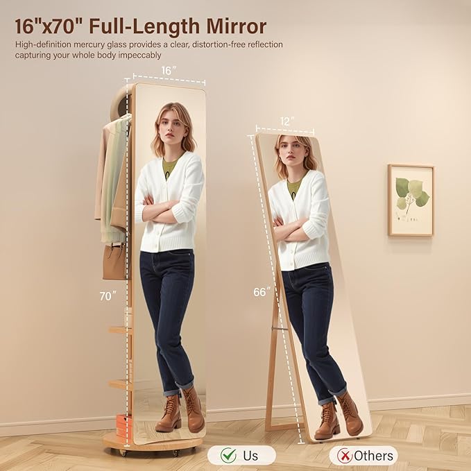 Full-length mirror with stand