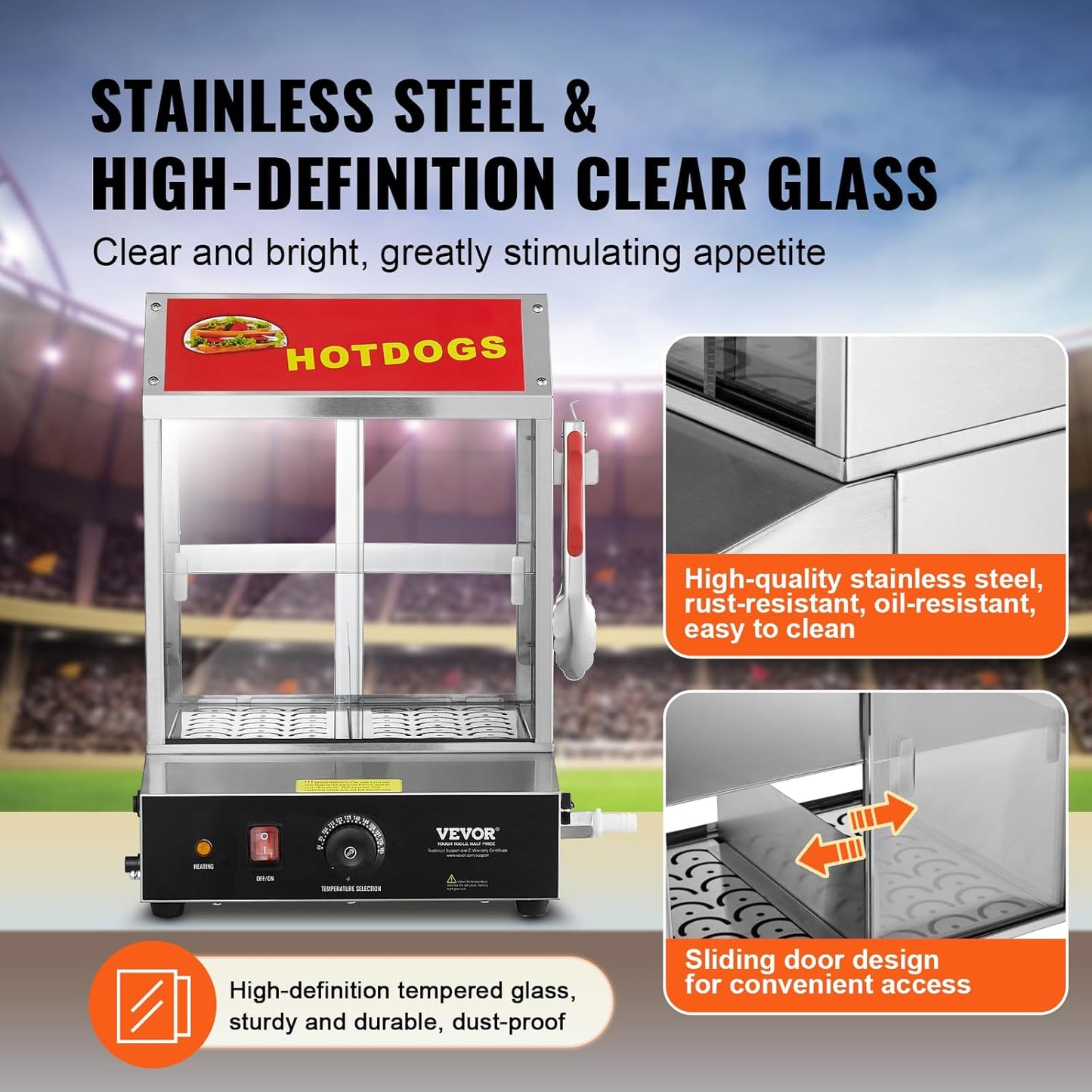 VEVOR Hot Dog Bun Steamer