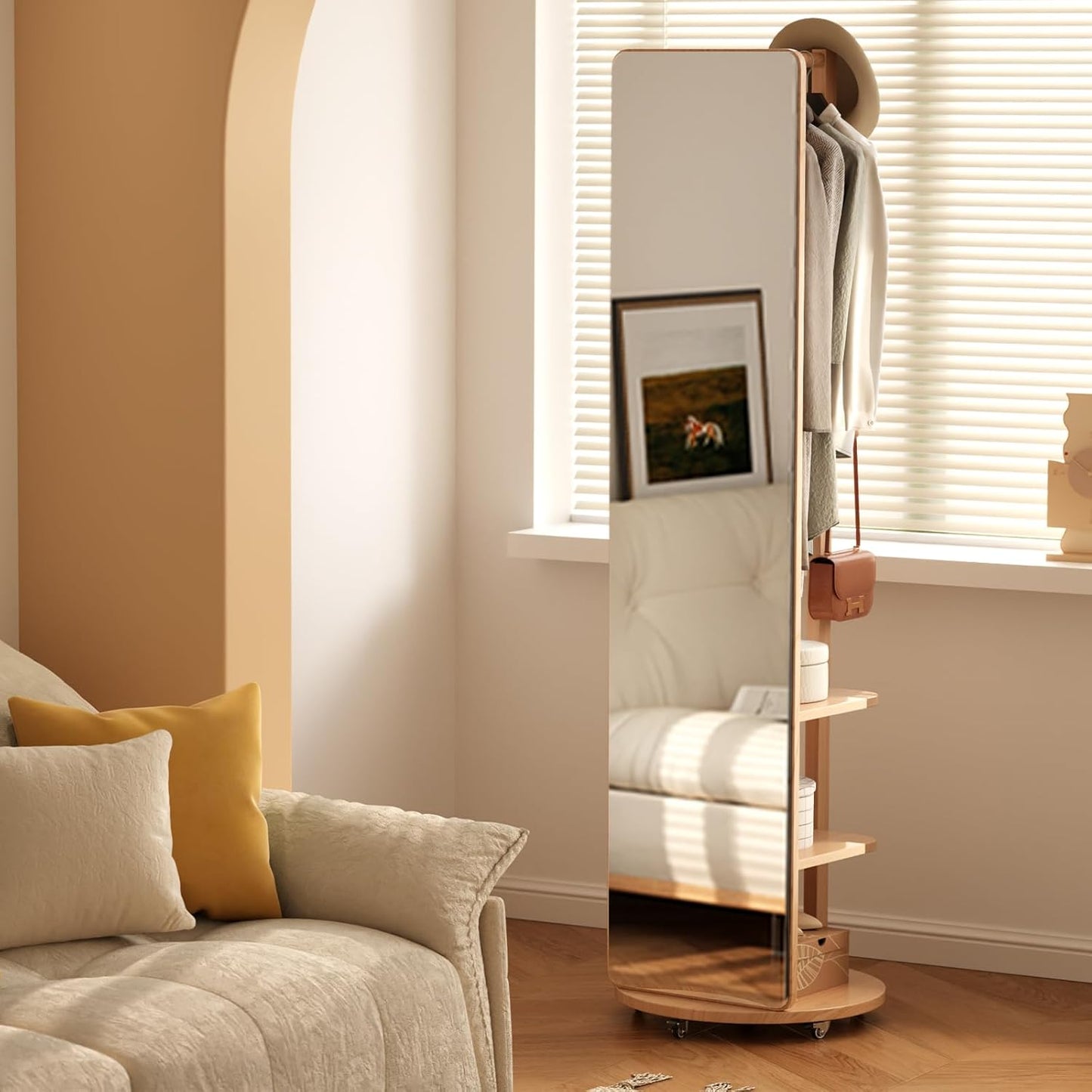 Full-length mirror with stand