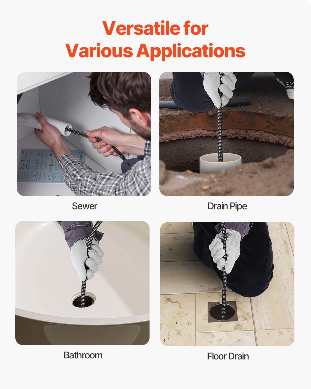 Limpiador de tubos con barrena y pedal VEVOR