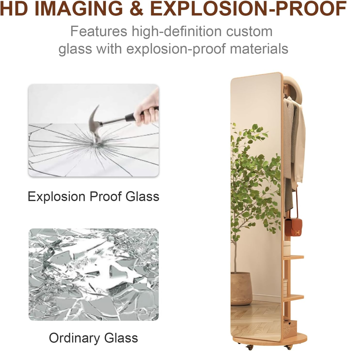 Full-length mirror with stand