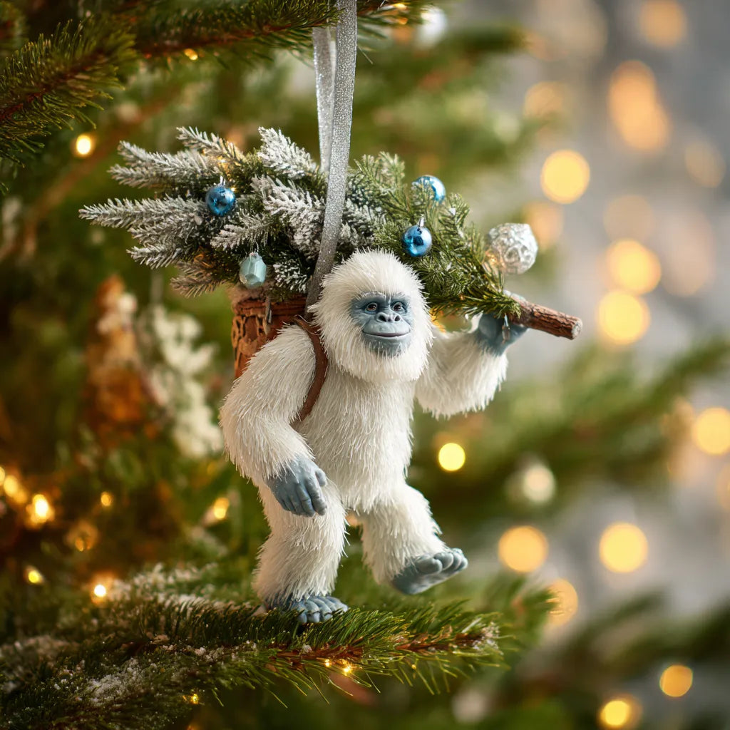 🎄👣 Bigfoot Christmas Ornament – Myth Meets Holiday Magic 🌟